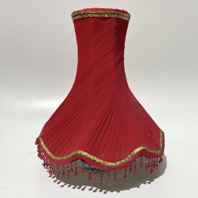 LAMPSHADE, Vintage (Medium) - Red w Beaded Fringe
